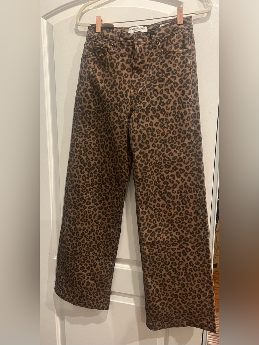 NWT Scotch & Soda leopard-print wide-leg ,jeans